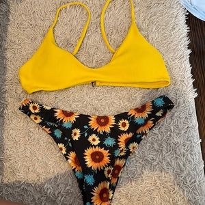 two piece sunflower bathing suit